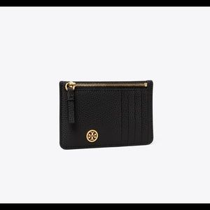 TORY BURCH ❤️WALKER TOP-ZIP CARD CASE BLACK